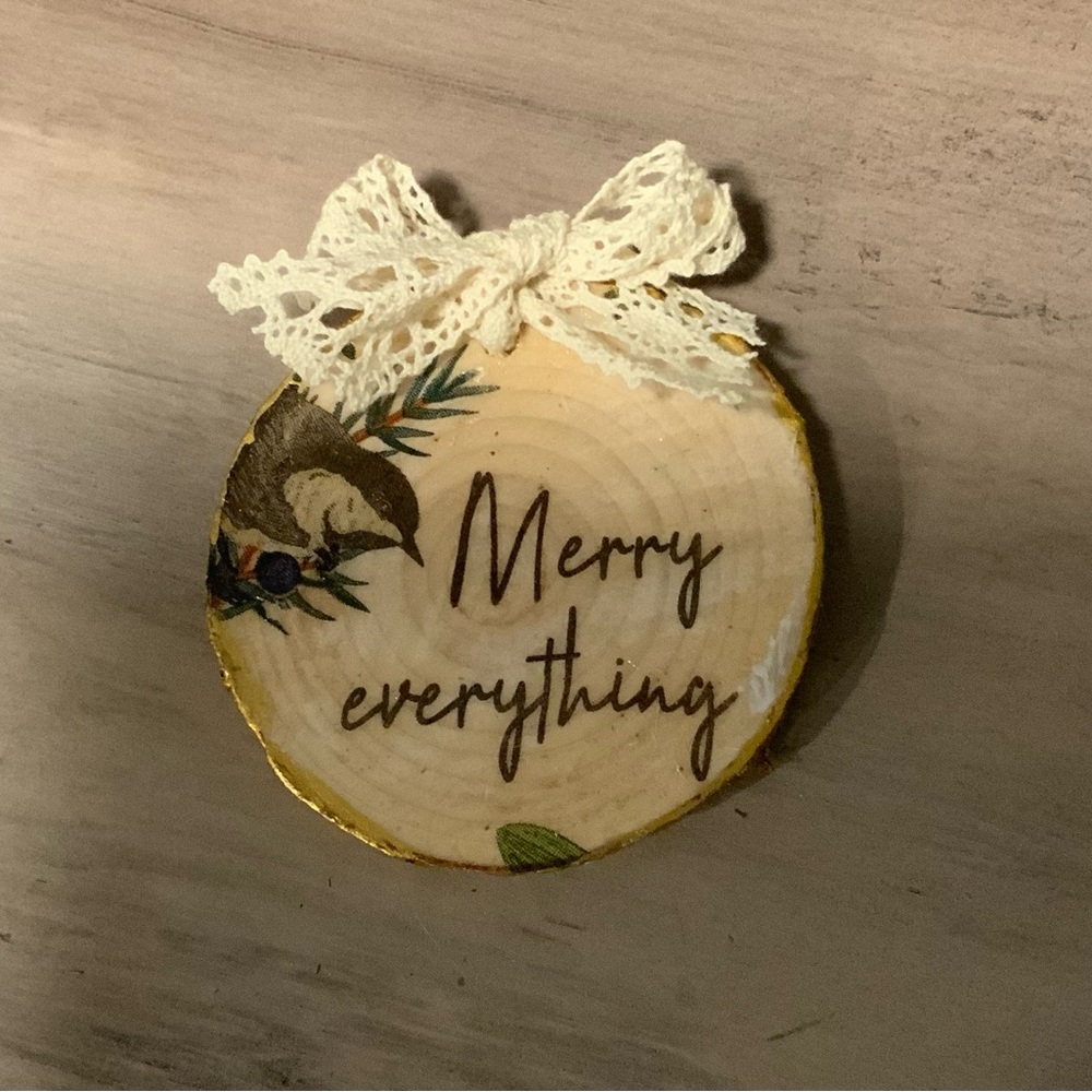 Rustic Holiday Ornament with Lace Bow